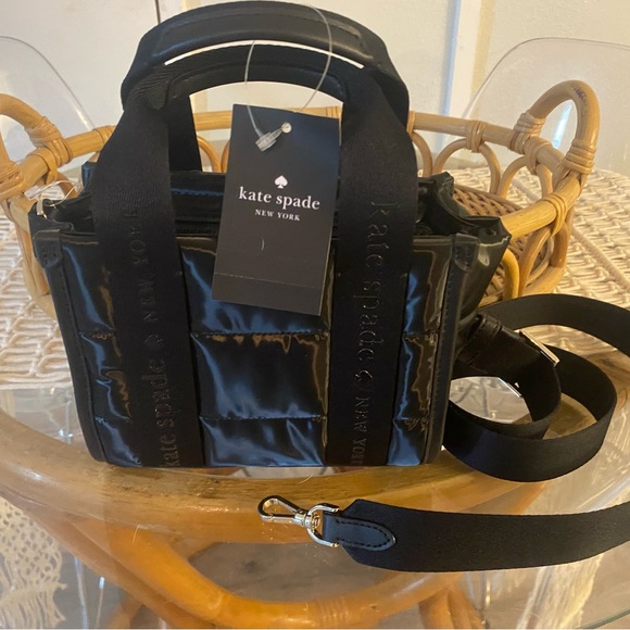 NWT Kate Spade Black Kip Mini Puffy Tote - Picture 6 of 8